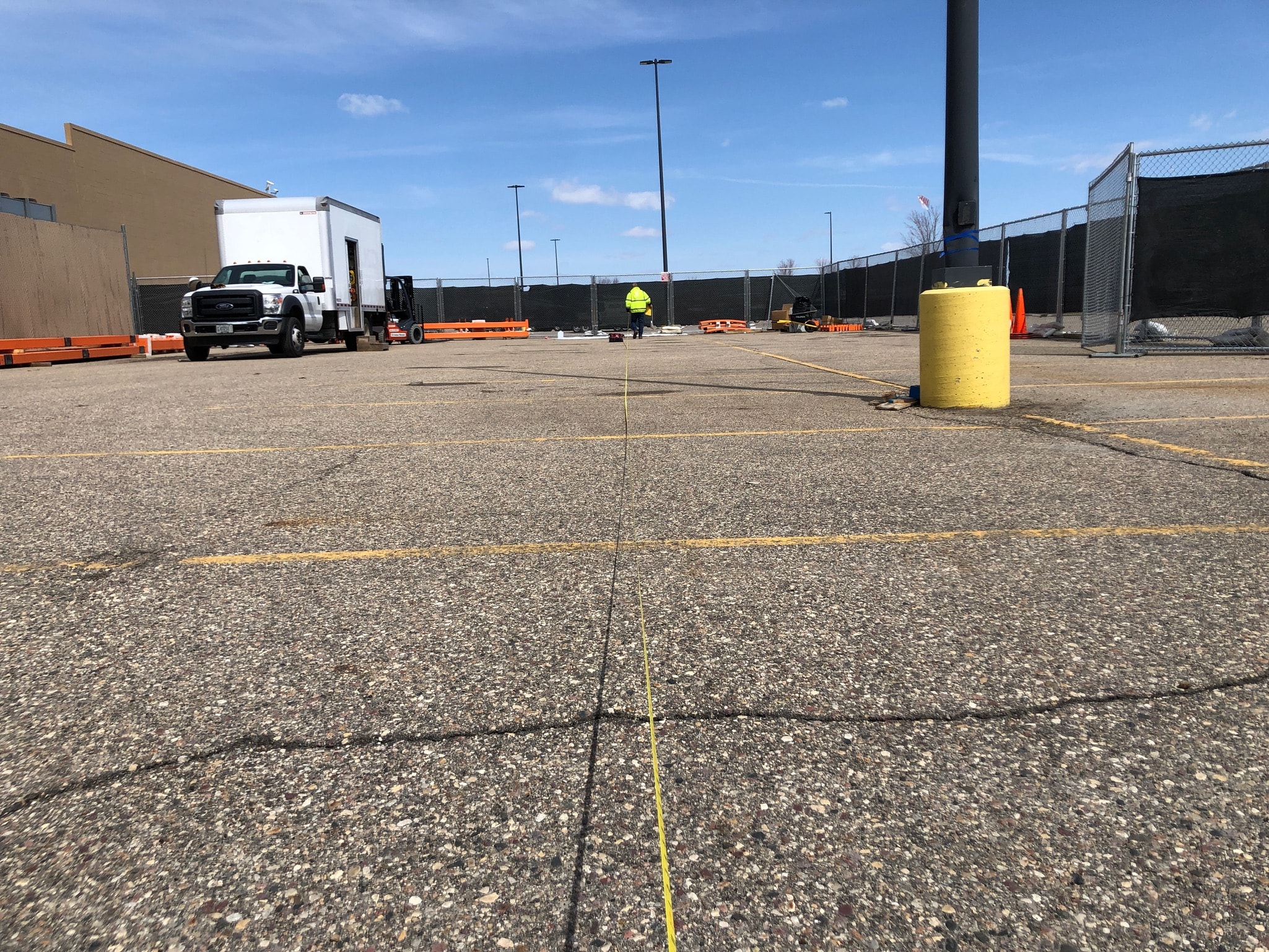 Walmart grocery pickup lot prep — Fairmont, MN